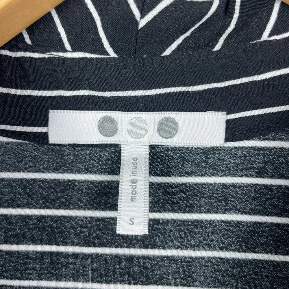 Three Dots‎ Black White Striped Long Sleeve Button Up Tunic Top - Picture 5 of 10